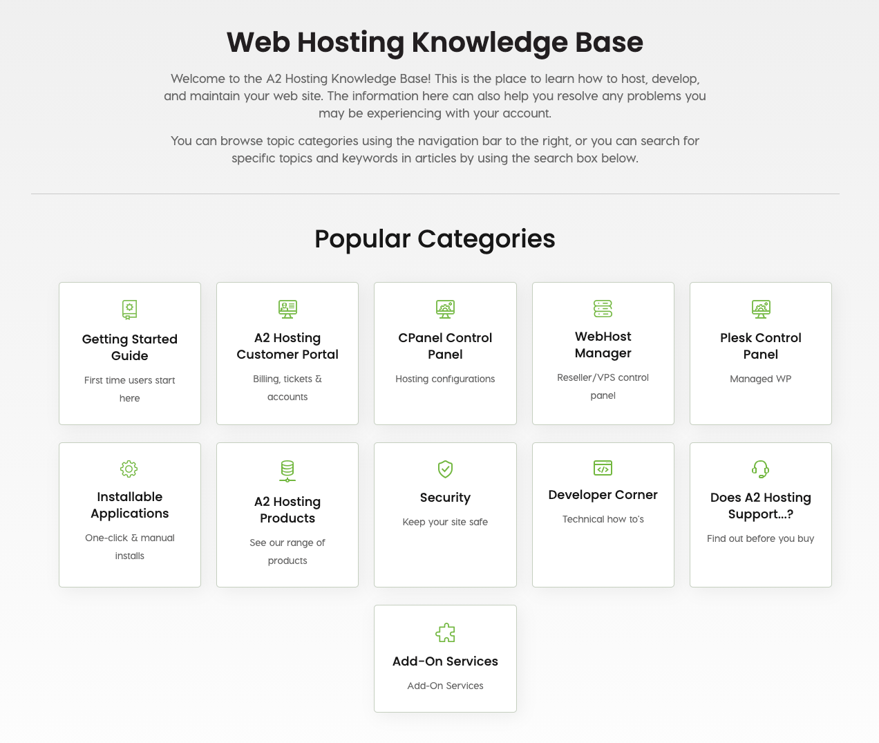 A2 Hosting knowledge base