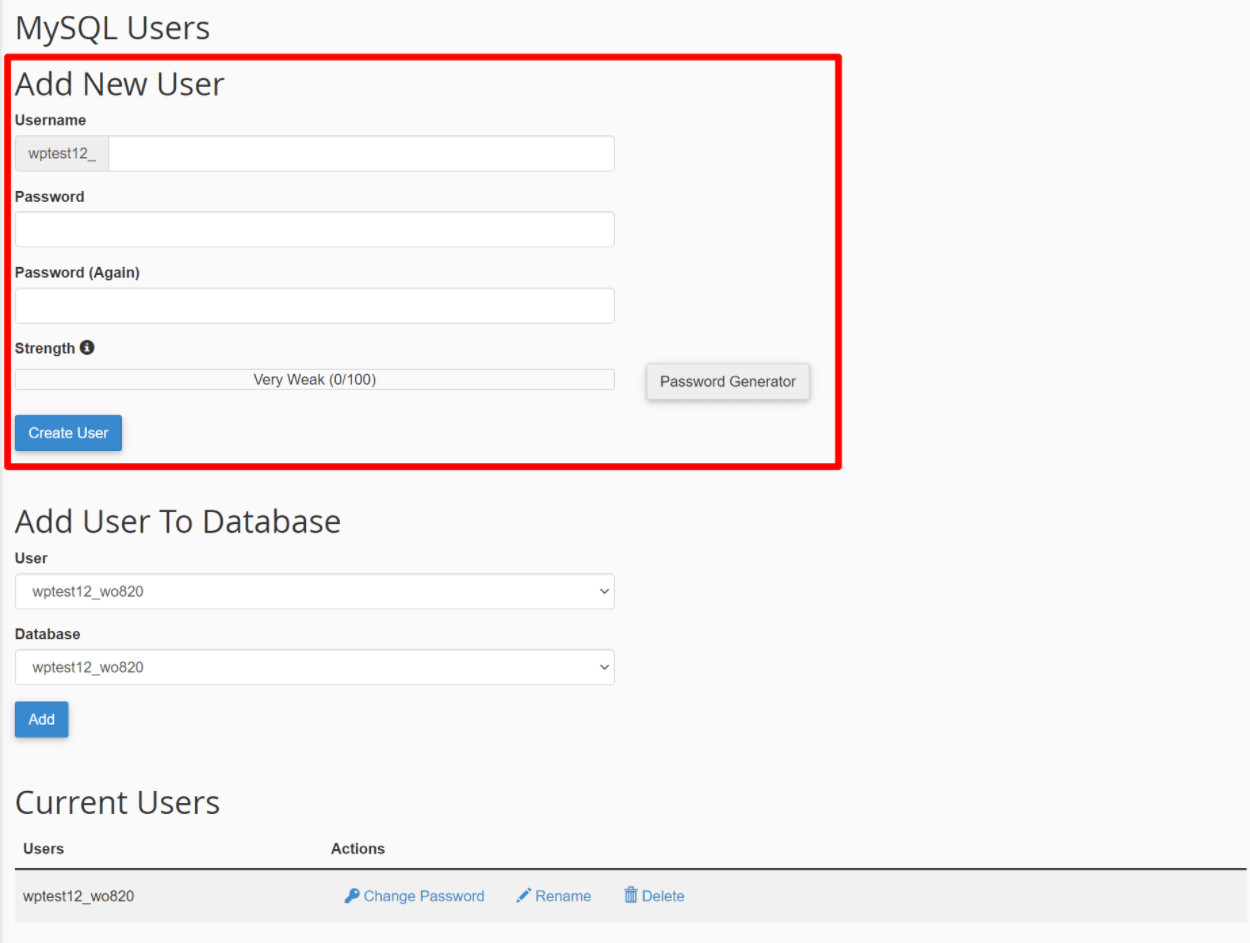 Create a new database user
