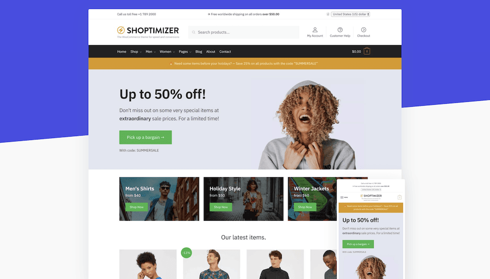 The Shoptimizer WooCommerce WordPress theme.